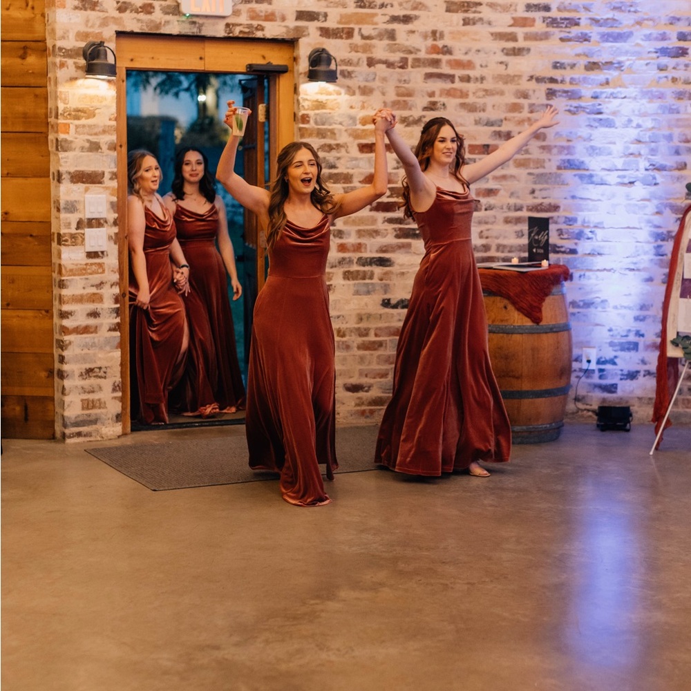 Velvet Copper Bridesmaid Dress